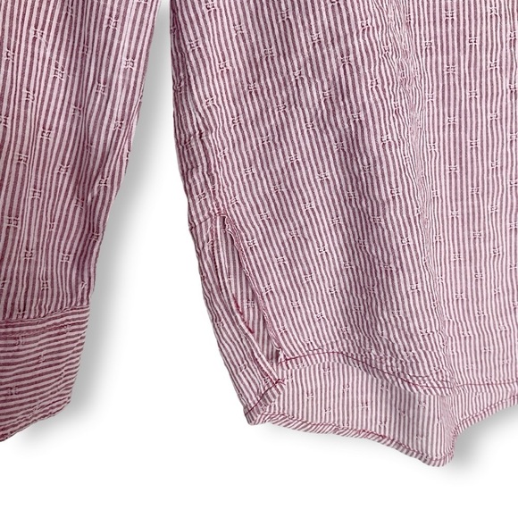 Free People No Limits Shirt Sz XS Button Down Oversized Tunic Striped Red - Picture 6 of 12